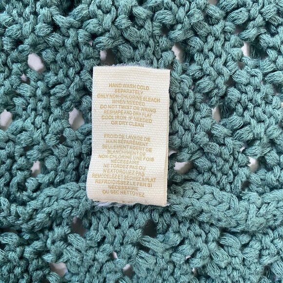 Free People Green Open Knit Crochet 2 Button Top, Size XS #343 - Picture 10 of 11